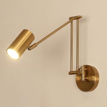 Imagem de Aplique de parede com braço articulado, ajustável, para leitura, luminária de cabeceira, com foco fixo, com fiação embutida, ideal para cabeceira de quarto, perfeito para estudo e leitura.