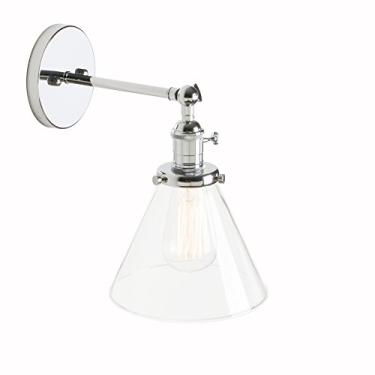 Imagem de Luminária de parede LED, estilo loft vintage, para bar, cozinha, ilha ou corredor, com cúpula de vidro transparente em formato de cone de 7,1" (antigo)