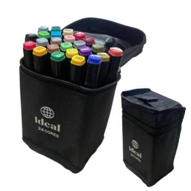 Imagem de Estojo Com 24 Canetas Coloridas Hidrográficas Para Arte - Ideal