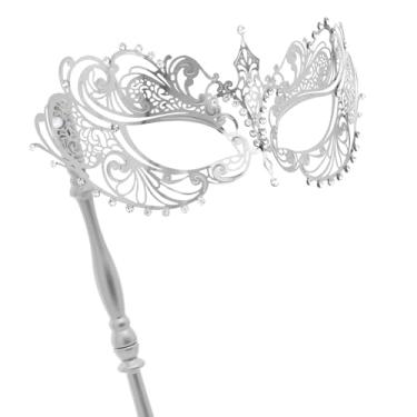 Imagem de Coddsmz Máscara veneziana de baile de máscaras com bastão, decorações de carnaval para fantasia feminina de Halloween