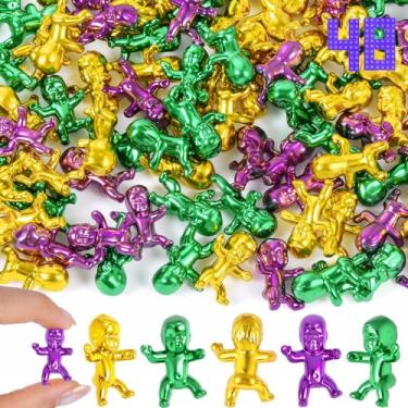 Imagem de Mini Babies for Baby Shower Games, 1 Inch Plastic Babies Bulk for King Cake & Ice Cube (Mardi Gras-48pcs)