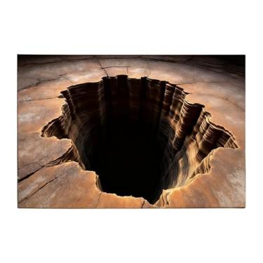 Imagem de Tapete de ilusão de ótica 3D, tapete que parece um buraco no chão, teste e brinque com cachorro ou gato, tapetes com furo 3D seguro, antiderrapante, fácil de limpar, capacho para entrada para todos os