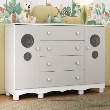 Imagem de Cômoda Infantil 125cm 2 Portas com Vidro e 4 Gavetas Suspiro Multimóveis Mp4460 Branco/off White