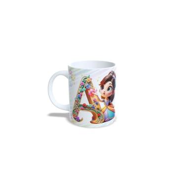 Imagem de Caneca de Cerâmica Personalizada com Alfabeto de Princesas, Nome Alice, 325ml, Design Colorido com Flores (a)