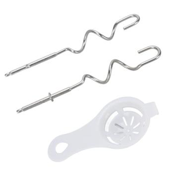 Imagem de Jiawu Conjunto Premium de Ganchos de Massa para Misturador Manual Versátil de Aço Inoxidável para Assar Pão, Auxiliar de Mistura para Cozinha, 2 Ganchos para Chantilly, Mousse, Separador de Clara de