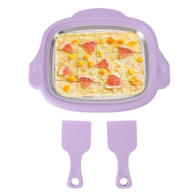 Imagem de Máquina De Gelado Enrolado,Fácil de Usar e Reutilizável com 2 Raspadores - Criador De Gelado Caseiro Para Crianças E Família - Para Sobremesas De Iogurte Sorbet E Mole Em Casa E