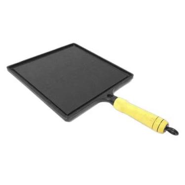 Imagem de Chapa Bifeteira de Ferro Fundido Quadrada Lisa, 22x22cm