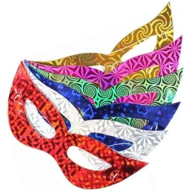 Imagem de Genérico Kit 100 Máscaras Holográfica Gatinha Carnaval e Festa Unissex-Adultos