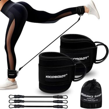 Imagem de Faixas de resistência ao tornozelo com punhos, tiras de tornozelo para máquinas de cabos, equipamentos de exercícios em casa e academia, alças de tornozelo com suporte de cabo