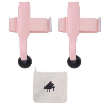 Imagem de Instrutor de dedo para piano, suporte forte, borracha de qualidade alimentar, auxílio para posição manual para crianças, acessório de prática de piano, 2 pacotes com bolsa de (Rosa)