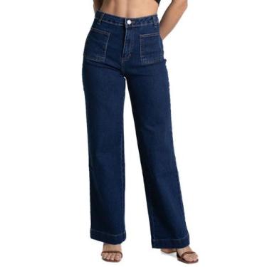 Imagem de Calça Jeans Sawary Wide Leg - 282056 - Azul escuro 38, Azul, 38