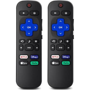 Imagem de 【Pacote com 2】 Adequado para substituição de controle remoto Roku TV compatível com Smart TVs Roku Hisense/Onn/Sharp/Phillips/Element/Insígnia/RCA/Sanyo/LG/JVC/Westinghouse Roku.