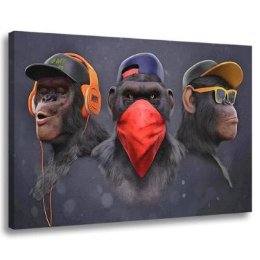 Imagem de Quadro Decorativo Macacos Chipanzés Modernos Estilo Urbano Ideal para 
