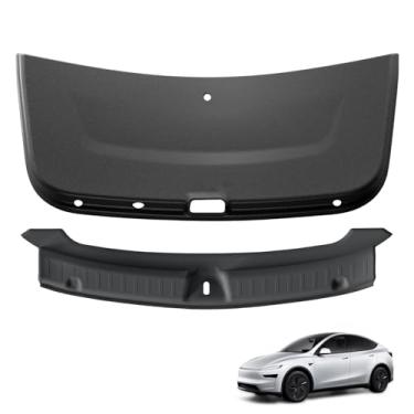 Imagem de LUCKEASY 2 peças de tapete de porta traseira e protetor de para-choque traseiro para Tesla Model Y Juniper 2025 2026 forro de porta traseira almofada protetora e porta-malas protetor de para-choque