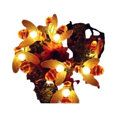 Imagem de Luzes De Cordão De Fada Solar Em Forma De Abelha, 20/50/100 LEDs, Ilum