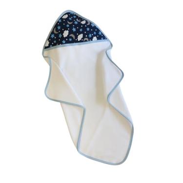 Imagem de Toalha de Banho Bebê com Capuz Céu, Algodão e Poliéster, Azul Marinho, Para Bebês, 70x70 cm, 1 Unidade, Contemporâneo, Ultra Absorvente com Forro de Fralda