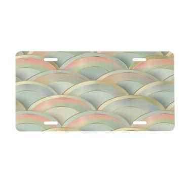 Imagem de Placa de licença de arte abstrata verde para placas dianteiras de carro alumínio metal adequado para caminhão placa de porta de carro bar café acessórios automotivos para homens mulheres 15 x 30 cm