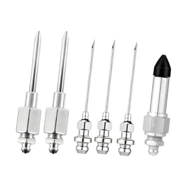 Imagem de Sandfren Kit de acessórios de pistola de graxa de carro de 6 peças, incluindo 3 bocais de graxa, 1 dispensador de agulha, encaixe de junta de borracha, ferramenta de encaixe de ponta automotiva