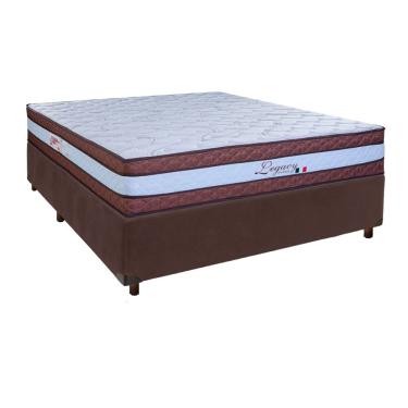 Imagem de Cama Box Marrom Casal + Colchão Molas Ensacadas Legaccy Paropas