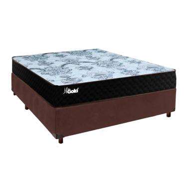Imagem de Cama Box Marrom Casal + Colchão Molas Ensacadas Life Gold Paropas