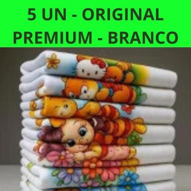 Imagem de Kit com 5 Panos de Prato Branco Estampados em algodão entrega rápida -