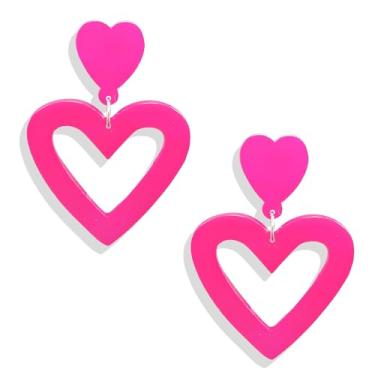 Imagem de Brincos de coração rosa rosa para mulheres brincos de coração de amor para namorada acessórios de dia dos namorados presentes, Acrílico, outro