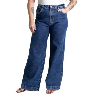 Imagem de Calça Jeans Sawary Plus Size Wide Leg - 282102 - Azul 52, Azul, 52