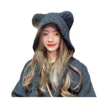 Imagem de Gorro De Inverno Para Meninas Com Proteção Para as Orelhas Em Tricô, G