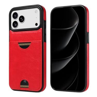 Imagem de HTVJFXCapa carteira vertical magnética para iPhone 13 Pro, em couro, resistente a impactos e com bolso (para iPhone 13 Pro/Vermelha)