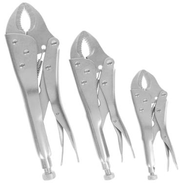 Imagem de Conjunto de 3 peças de alicate de bloqueio de aço carbono com alça ergonômica, conjunto de ferramentas de alicate, conjunto de ferramentas de descascador de fio duradouro para perfuração de rebitagem