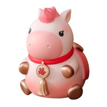 Imagem de Generic Estátua de Cavalo Artesanal Ornamento Porquinho Cofrinho Cofrinho Estatueta Decorativa para Festa da Primavera Escritório Quarto Aniversário Presente, Rosa Pequeno