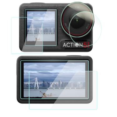 Imagem de YRTIYO Action 5 Pro Protetor de tela compatível com DJI Osmo Action 5 Pro Combo padrão, vidro temperado 9H, anti-arranhões, antibolhas, antipoeira, 2 conjuntos