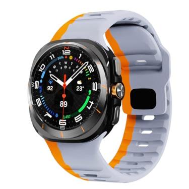 Imagem de AEHON Para samsung galaxy assista ultra cinta 47mm acessórios pulseira cinto esporte silicone correa pulseira para galaxy watch7 ultra pulseiras(Gray orange)