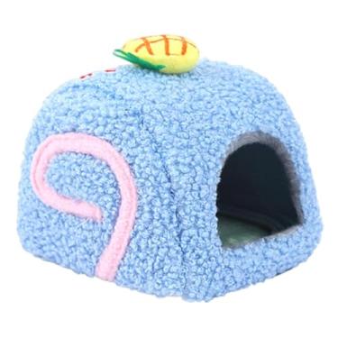 Imagem de Generic Cama quente e aconchegante para hamster, casinha fofa para pequenos animais de estimação, acessório confortável para porquinho-da-índia, para, Azul