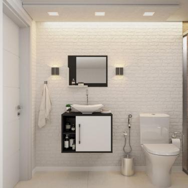 Imagem de Conjunto Balcão C-cuba L38 E Espelheira Soft 600 Preto ônix Preto ônix C-branco Chess