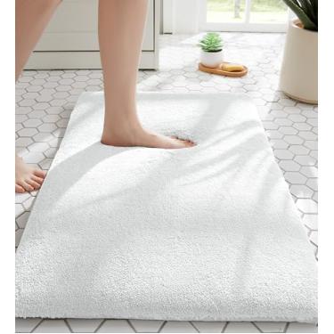 Imagem de MINIDEAR Tapetes de banheiro 61 x 43 cm creme - tapete de banho de espuma elástica espessa, ultramacio e fofo, antiderrapante, secagem rápida, tapete de microfibra lavável absorvente para banheira