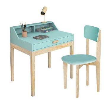 Imagem de Kit Mesinha de estudo com cadeirinha Infantil menta - LCN Moveis