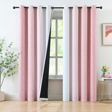 Imagem de Cortinas blecaute rosa ombré para quarto, painéis de cortina longos de 224 cm para quarto de meninas, decoração de Natal, gradiente com eficiência energética, cortinas para sala de estar, férias de