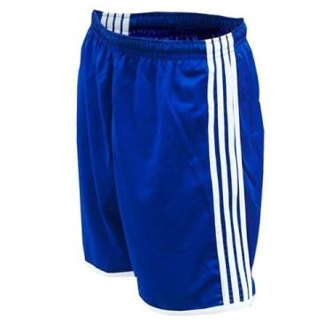 Imagem de Kit com 15 Calções Esportivos Azul/Branco Modelo Listras Laterais - TR