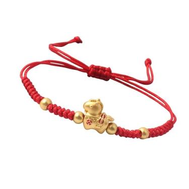 Imagem de Fuqimanman2020 Pulseira de cavalo de Ano Novo Chinês 2026 Fengshui Corda Vermelha Boa Sorte Pulseira de Pingente de Cavalo Dourado Proteção Amuleto Chinês, Medium, Zinco, Sem Pedra Preciosa