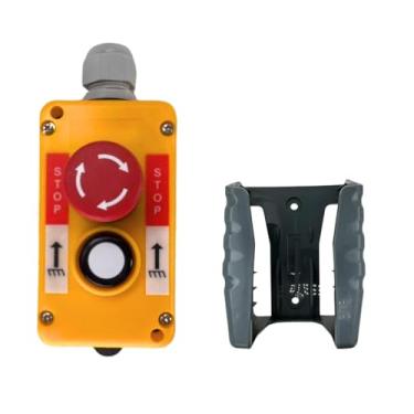 Imagem de AUTO OCCASION Interruptores de botão de pressão de guindaste elétrico de 2 botões industriais à prova d'água com suporte de caixa COB industrial para cima e para baixo controle de botão de direção