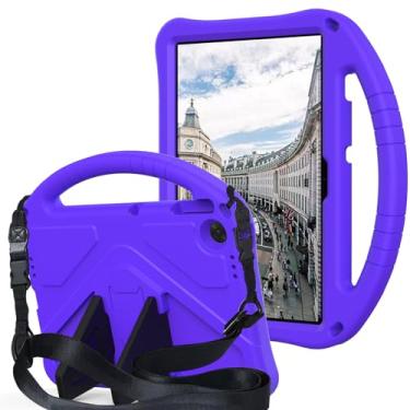 Imagem de QYiiD Capa infantil para Lenovo Tab M10 3ª geração 25.7 cm 2022 (TB-326FU/TB-328XU), capa protetora de EVA infantil à prova de choque com alça de suporte, alça de ombro, suporte, roxo