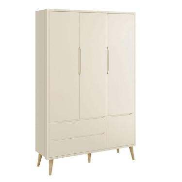 Imagem de Guarda Roupa Infantil Theo 3 Portas Areia Com Pés Madeira Natural - Reller