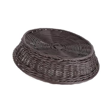 Imagem de Cesto de Frutas Tecido Forma Redonda Suporte Armazenamento Alimentos em Rattan Falso Prato Artesanal para Cozinha Lar Supermercado Exibição Organizaçã