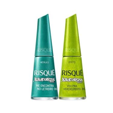 Imagem de Kit Esmaltes Risqué Lolla palooza Risqué Esmalte Glitter Coloridos (Azul + Verde)