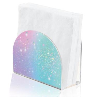 Imagem de SUPERDANT Suporte de guardanapo azul e rosa para mesa dispensador de serviço de acrílico organizador de guardanapos de coquetel colorido suporte de toalha de papel de seda para sala de jantar casa bar