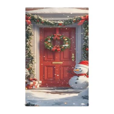 Imagem de xigua Conjunto de 1 panos de prato de cozinha com porta vermelha de Natal, toalhas de cozinha macias e altamente absorventes de secagem rápida para limpeza de pratos e limpeza à mão, 71 x 45 cm