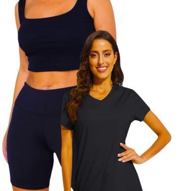 Imagem de KIT Camiseta DRY POLIAMIDA MALHA FRIA + SHORT Leg Legging REDINHA Suplex Conjunto Fitness 543-Feminino