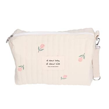 Imagem de aqxreight Bolsa de Fraldas Portátil Multifuncional para Carrinho de bebê, Padrão Fofo, Armazenamento de Fraldas, Necessidades de Bordado de urso. A Lata e o Armazenamento Reutilizáveis ​​de Seus Tipos Podem Ser neutros. (bordado de tulipa)