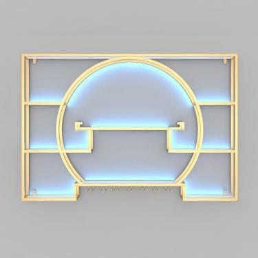 Imagem de Prateleira de vinho dourada montada na parede - Suporte de metal para pendurar garrafas de vinho, prateleira de armazenamento elegante com divisórias, decoração multifuncional para cozinha, bar